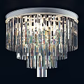 Modern Crystal Ceiling Light With Layered Hanging Strips And Shiny Reflective Surface 3d model