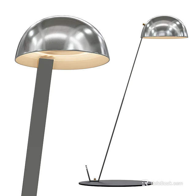 Modern Floor Lamps With Metallic Dome Shades 3d model