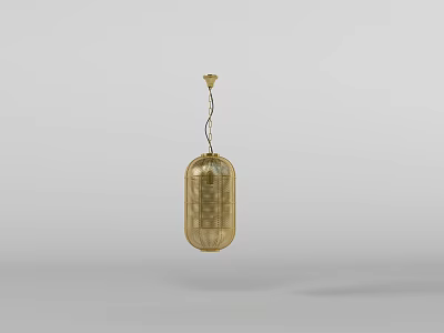 Modern Minimalist Pendant Light With Golden Top And Glass Grid Design 3d model