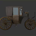 Vintage Old Fashioned Carriage With Wooden Wheels And Leather Seat