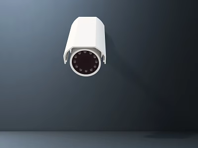 White Wall Mounted Projection Surveillance Camera With Lens For Security Monitoring 3d model