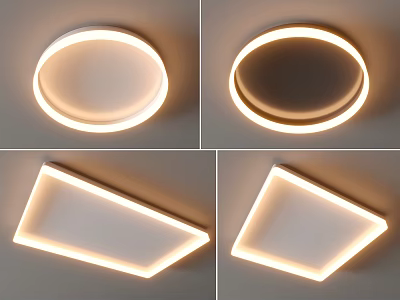 Modern Flush Mount Ceiling Lights with Round and Square Illuminated Minimalist Design 3d model