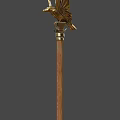 Golden Eagle Themed Scepter Weapon With Spread Wings And Sculpted Column Base 3d model