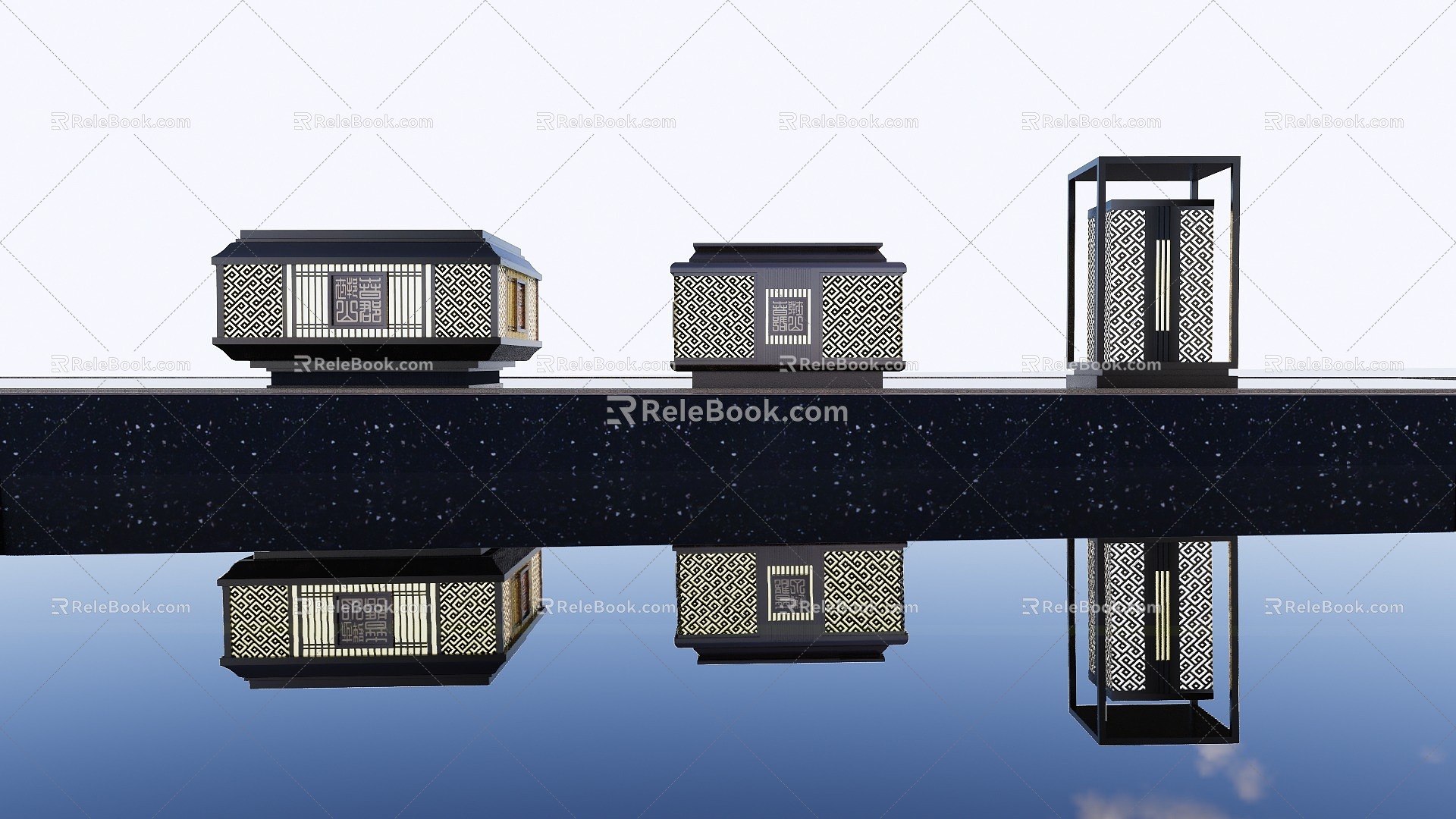 New Chinese Lights Garden Lights 3d model