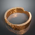 Golden Textured Metal Hardware Ring With Inner Logo For Industrial Applications