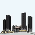 High Rise Residential Buildings Featuring Modern Black And White Exterior Design