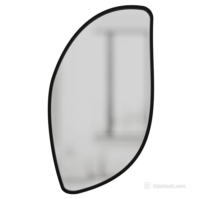 Modern Home Decor Mirror With Unique Curved Shape And Black Frame Design 3d model 