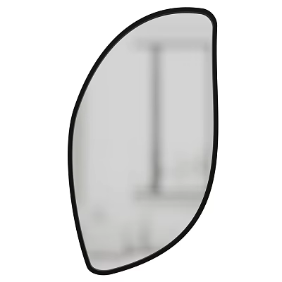 Modern Home Decor Mirror With Unique Curved Shape And Black Frame Design 3d model