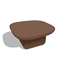 Modern Brown Coffee Table with Sleek Oval Top and Minimalist Base Design 3d model