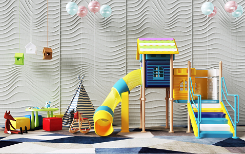 Children's play area Modern play equipment 3d model