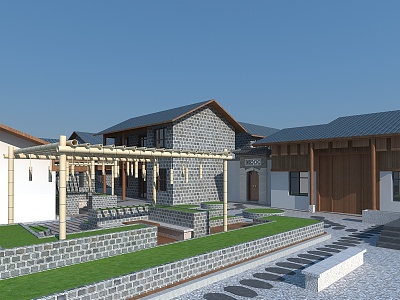 New Chinese-style Rural Courtyard Effect Embodiment 3d model