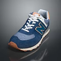 Blue Sneakers With White Laces Orange Accents Mesh Upper Leather Details And Brown Sole