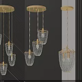 Elegant Crystal Pendant Chandeliers With Gold Hanging Frames For Modern Interior Design