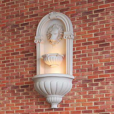Elegant White Wall Sconce With Lion Head Decoration On Red Brick Wall 3d model
