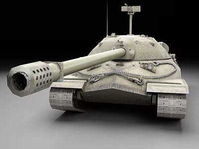 Detailed Military Tank With Long Barrel Turret Track And Camouflage Texture 3d model