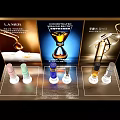 Commercial Cosmetic Display Equipment With Multiple Bottles And Advertising Posters