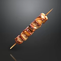 Delicious Juicy Grilled Meat Skewer With Charred Surface On Bamboo Stick