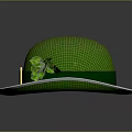 Green Checkered Hat With Green Band Gold Buckle And Clover Decoration
