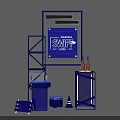 Marble Swift Display Setup With Blue Lighting Shelves Bottles And Crates 3d model