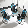 Modern Black And Blue Gaming Chairs With Ergonomic Design And Wheels