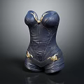 Fashionable Navy Blue Leather Corset Featuring Gold Accents And Elegant Design
