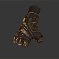 Character Mechanical Glove Design Featuring Black Yellow Straps Metal Parts And Different Angles
