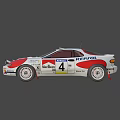 White Rally Car with REPSOL Marlboro Logos Number 4 Red Blue Stripes