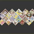 Colorful Cartoon Scene Featuring Multiple Hexagonal Room Models With Various Layouts Furniture And Decorations