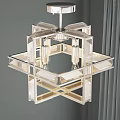 Modern Geometric Chandelier With Clear Glass Panels And Metal Frame Design
