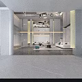 Modern Living Room Open Space With Sofa Coffee Table Chandelier And Floor to Ceiling Windows