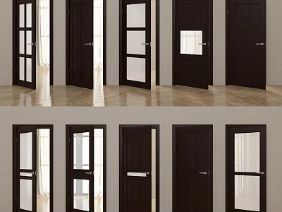 Stylish Interior Swing Doors With Glass Panels And Solid Wood Designs 3d model