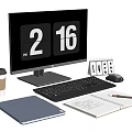 Modern computer office decoration combination 3d model