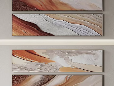 Abstract Painting With Brown Beige White Flowing Wavy Texture For Modern Wall Decor 3d model