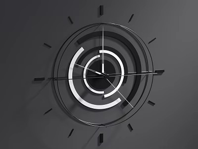 Modern Minimalist Wall Clock With Multiple Circular Rings And Black Metal Hands 3d model