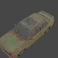 Rusty Green Old Car Exterior With Weathered Body And Vintage Design