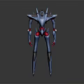 Futuristic Sci Fi Game Movie Character With Spiked Blue Mechanical Body And Red Accents