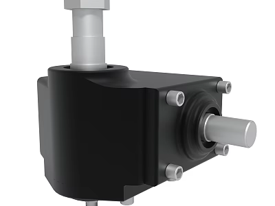 Black Mechanical Gearbox Component With Metal Housing Bolted Design And Rotating Shaft 3d model