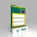 Specialty Store Display Unit With Green Red Design Digital Screen And Multi Layer Shelves 3d model