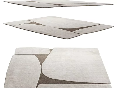 Modern Square Carpet With Irregular Geometric Patchwork And Soft Gray Tones For Living Room 3d model