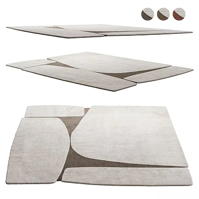 Modern Square Carpet With Irregular Geometric Patchwork And Soft Gray Tones For Living Room 3d model