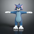 Blue Animated Tom Cat Character With White Paws Angry Expression Arms Outstretched