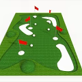 Outdoor Mini Golf Playground Equipment with Green Lawn Red Flags White Tees and Balls