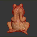 Orange Sitting Frog Statue With Clasped Hands And White Back Patterns 3d model