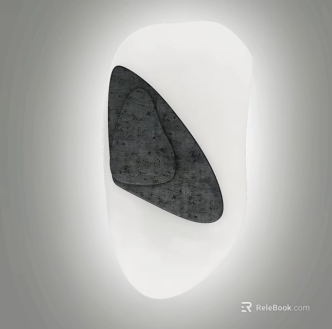 Black Leaf Shaped Wall Decor with Textured Surface on White Wall 3d model 