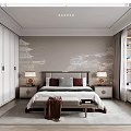 Modern Bedroom Interior Design With Bed Nightstands Table Lamps Accent Wall And Wardrobes