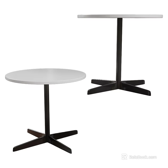 Modern Round Side Table With White Tabletop And Black Cross Base Design 3d model