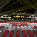 Award Ceremony Stage Setup With Red White Seats And Bright Lighting 3d model