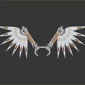 Character's White And Orange Mechanical Wings With Spiked Structures And Reflection
