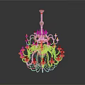 Classic Chandelier With Gold Frame Black Accents Candle Shaped Lights And Crystal Pendants