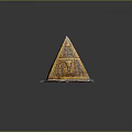 Golden Ancient Pyramid Scenery With Intricate Carvings On Stone Base And Dark Backdrop